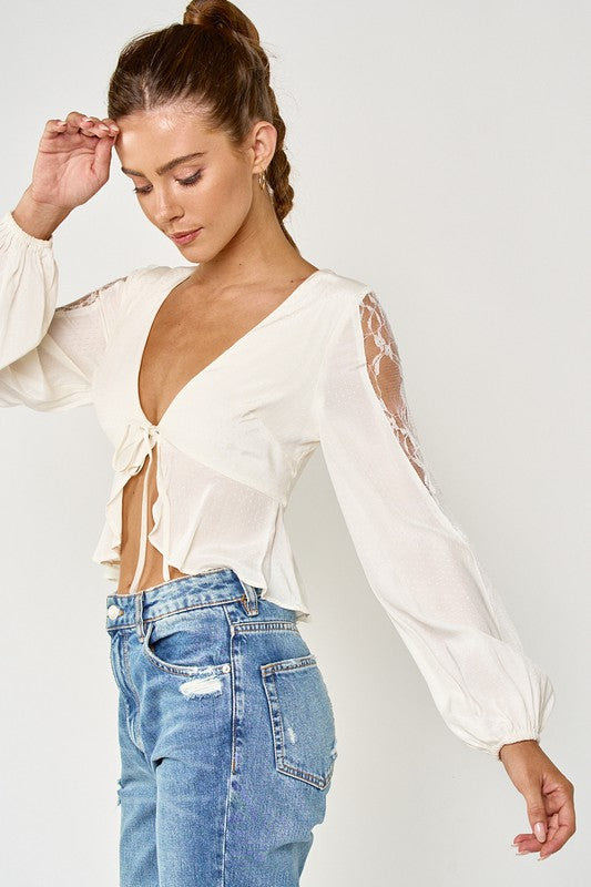 Noah Long Sleeve Top in Cream