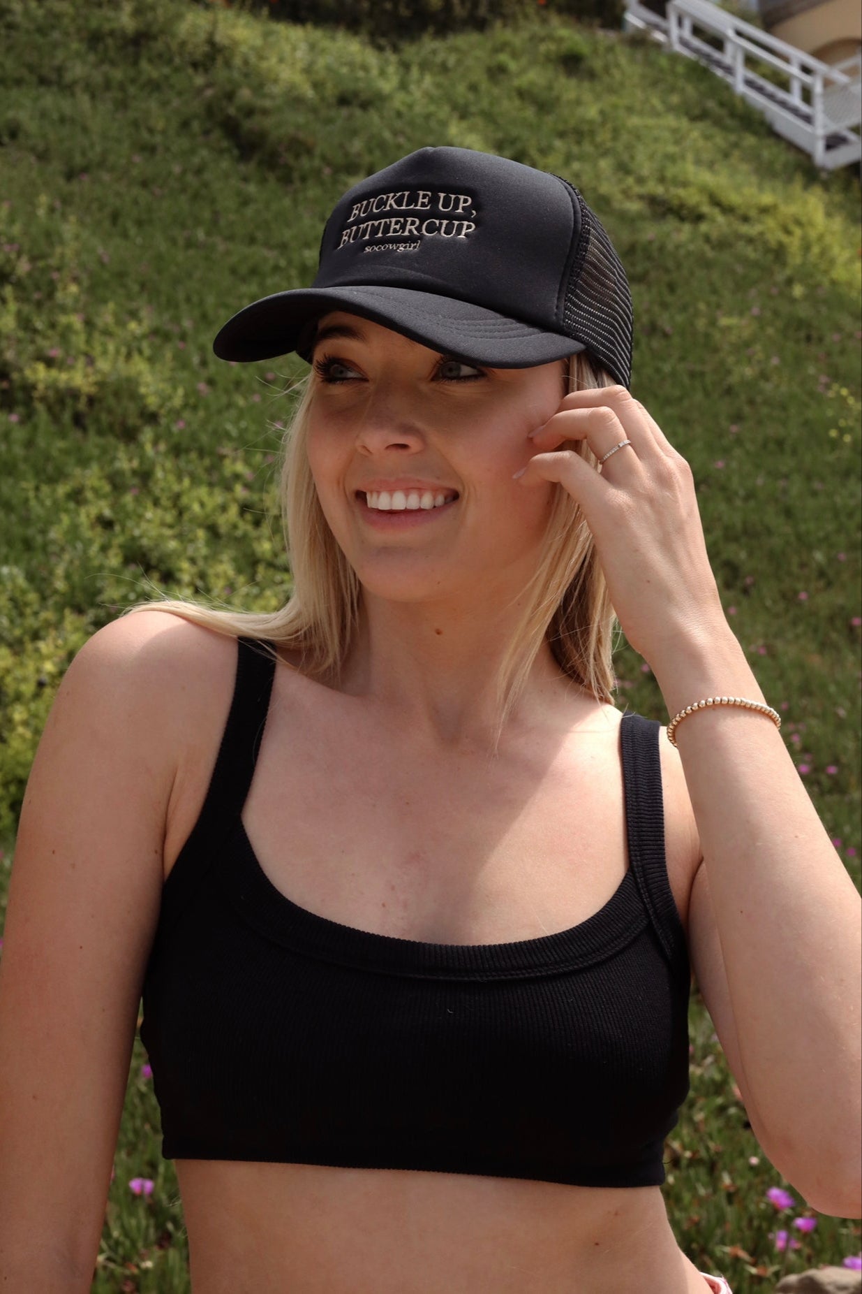Buckleup, Buttercup Trucker Hat