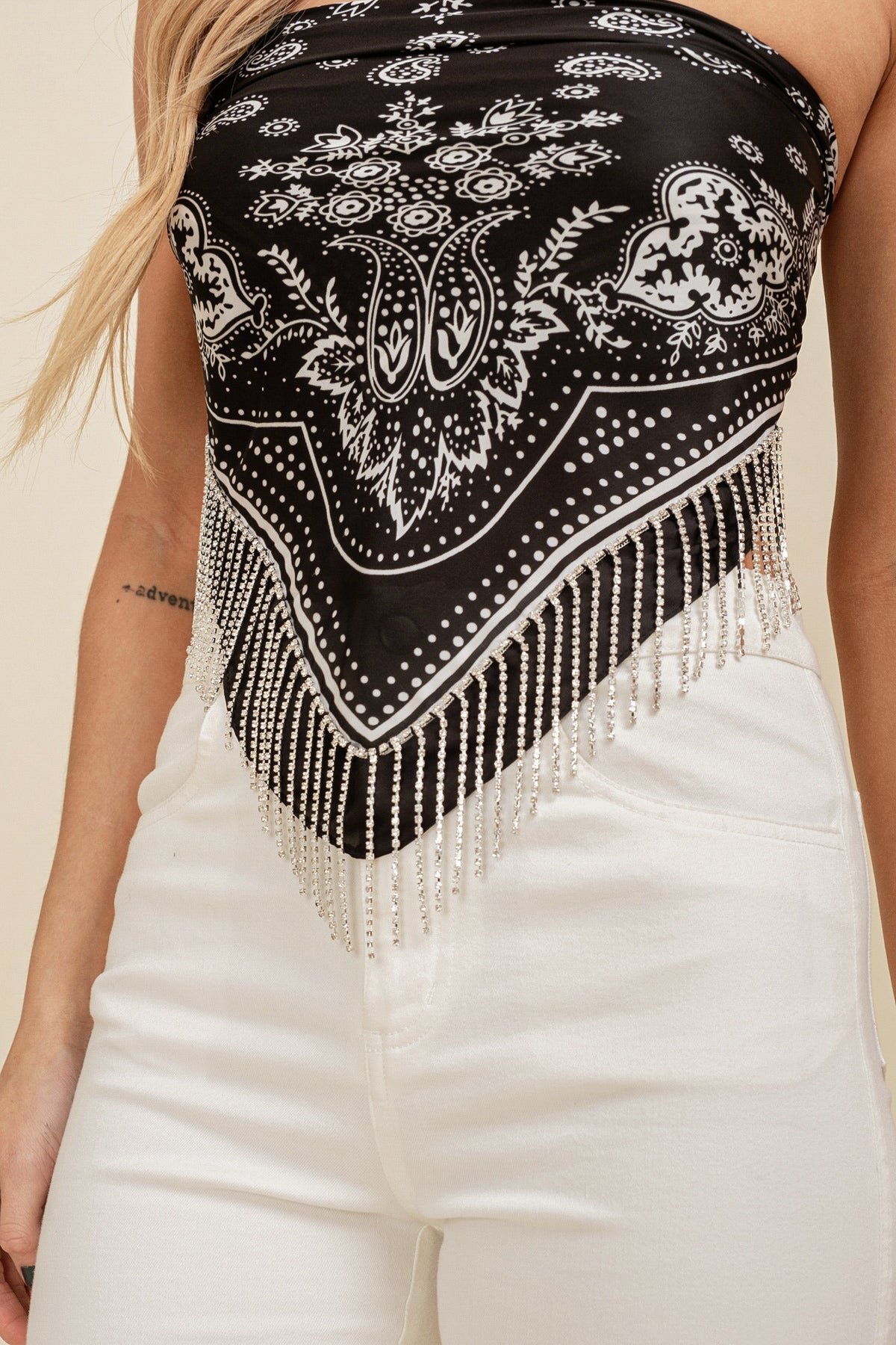 Rhinestone Bandana in Black