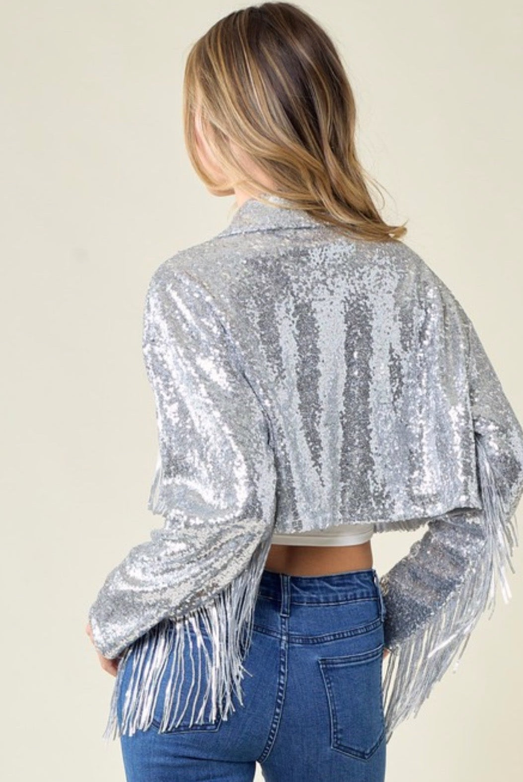 Moxie Fringe Jacket in Silver