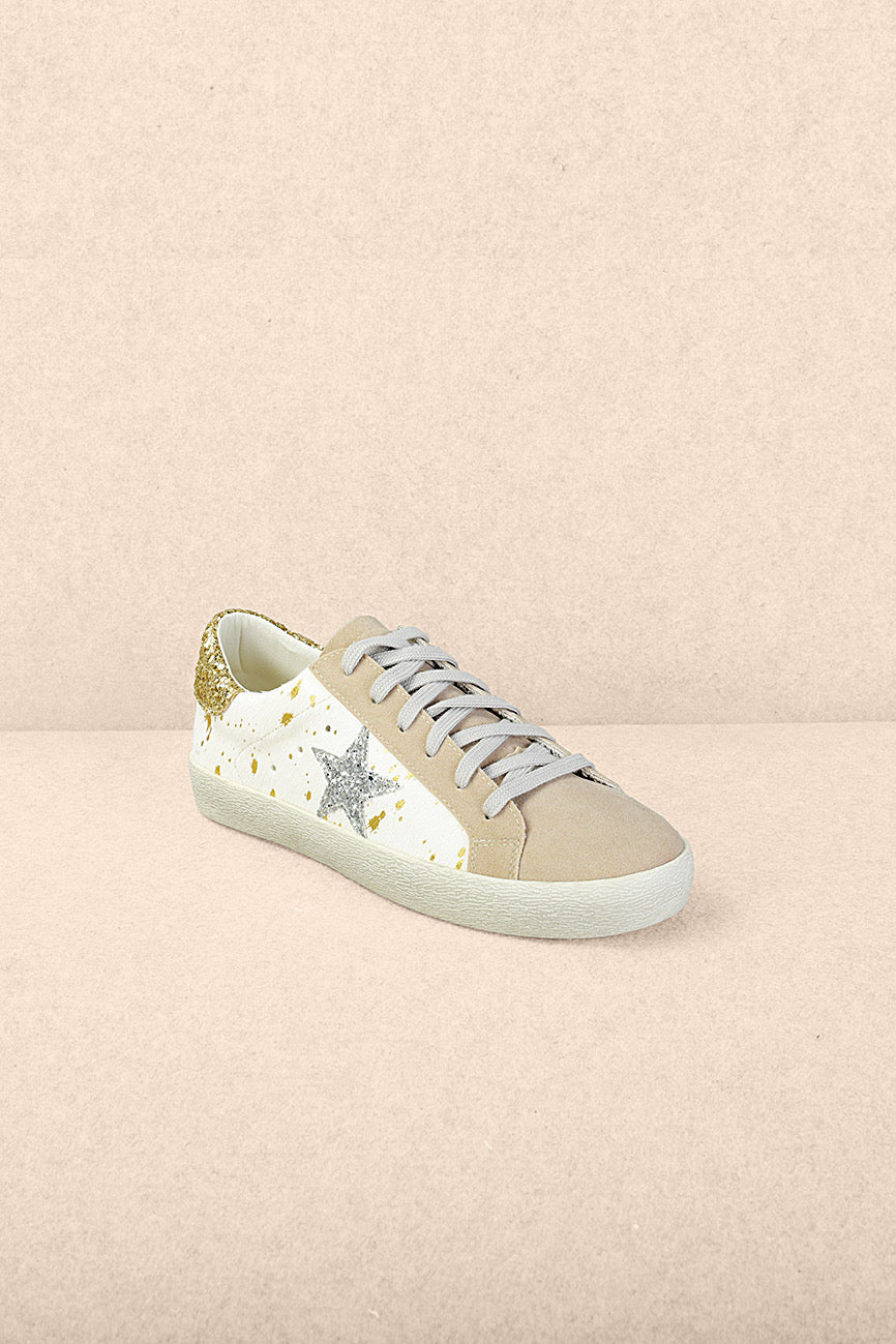 Skylar Star Sneakers in Cream & Gold