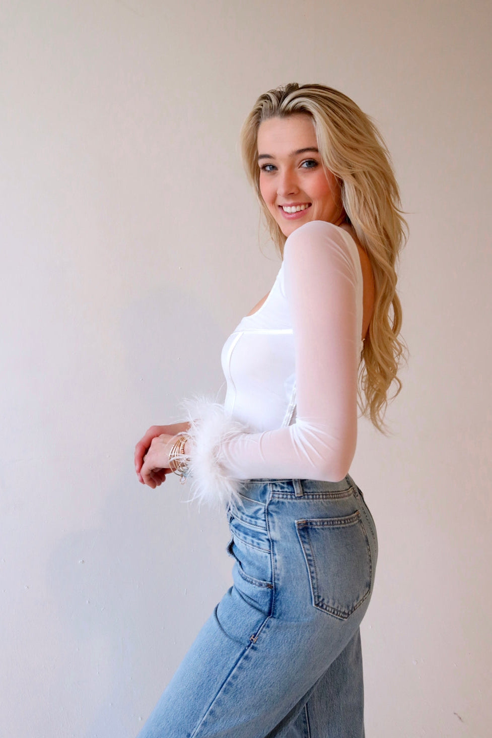 Ivy Long Sleeve Top in White