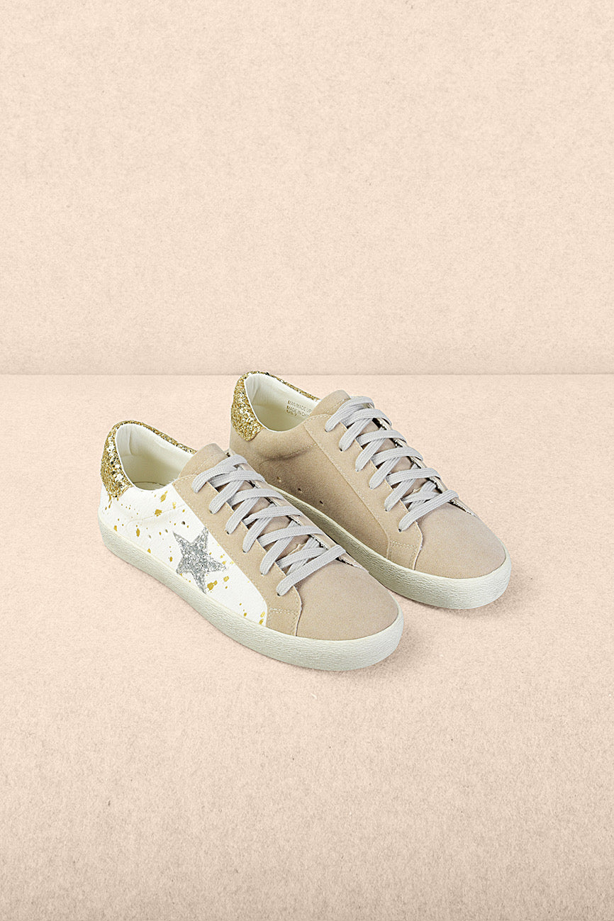 Skylar Star Sneakers in Cream & Gold