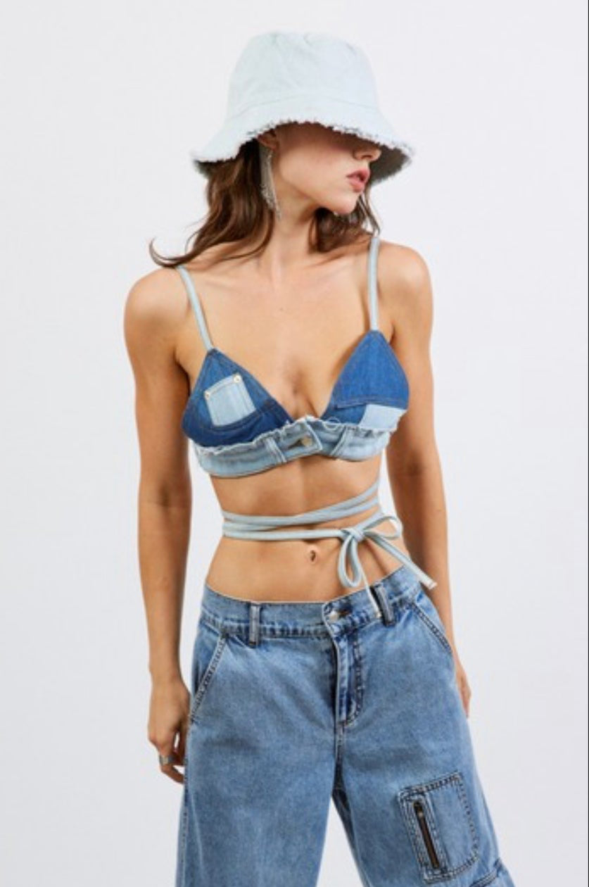 Morgan Denim Tank Top in Blue