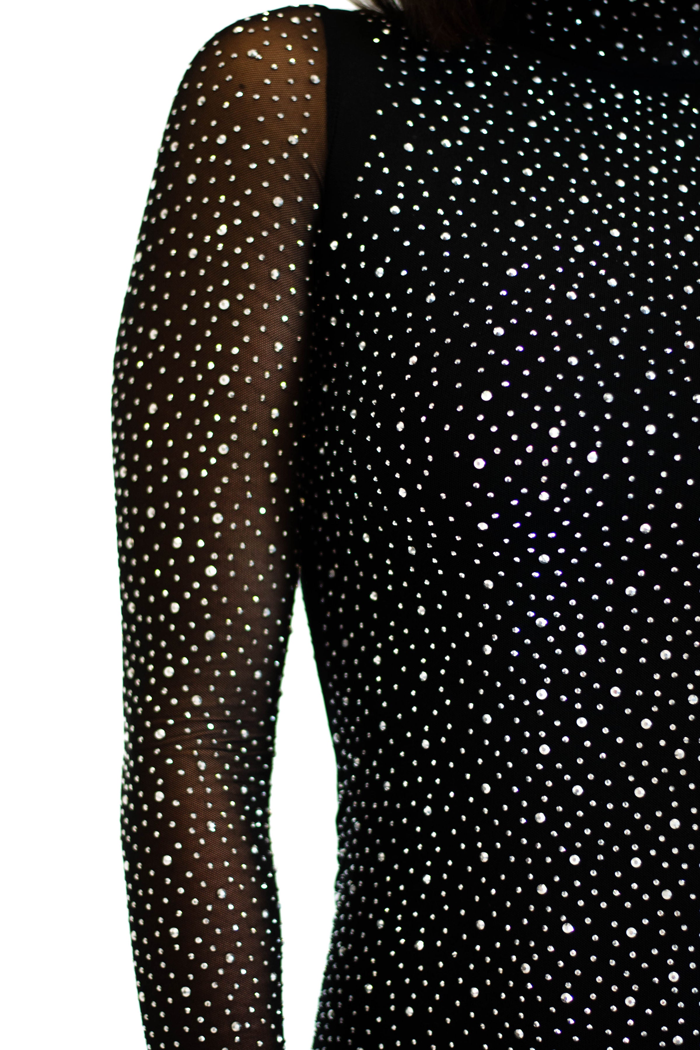Ryan Rhinestone Mini Dress in Black