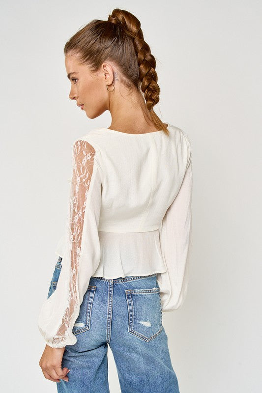 Noah Long Sleeve Top in Cream