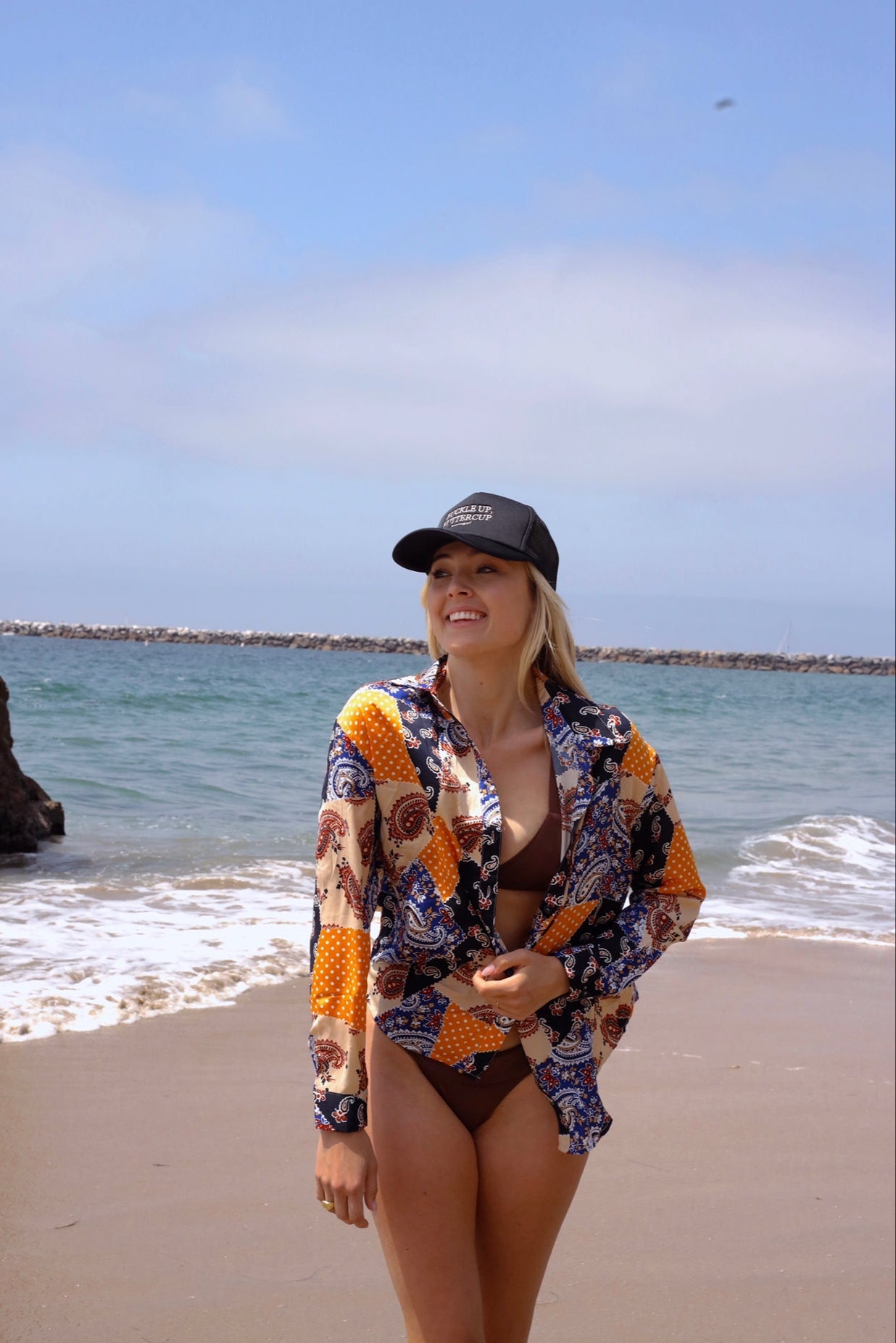 Evelyn Button Up Top in Bandana