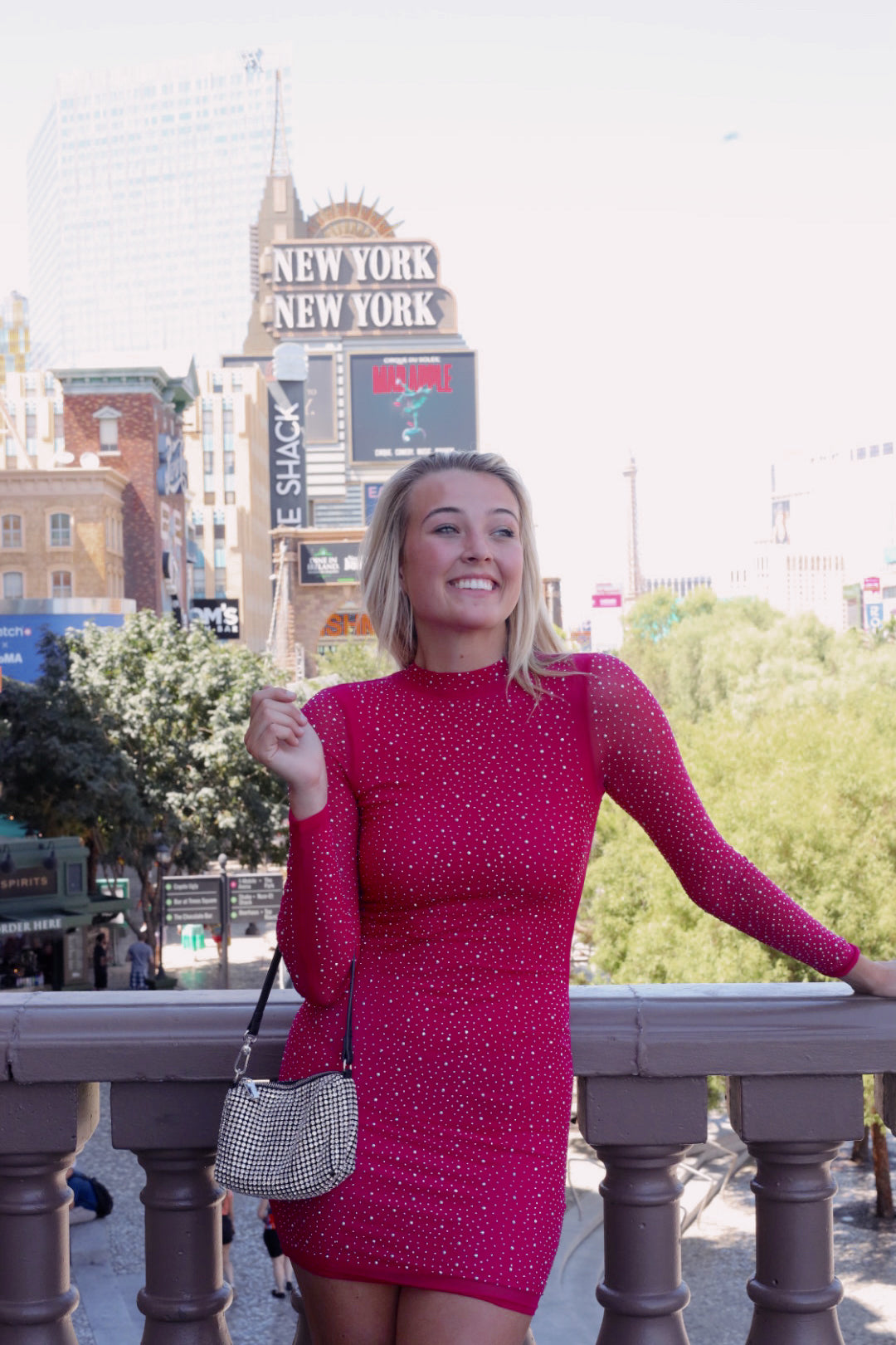 Ryan Rhinestone Mini Dress in Pink