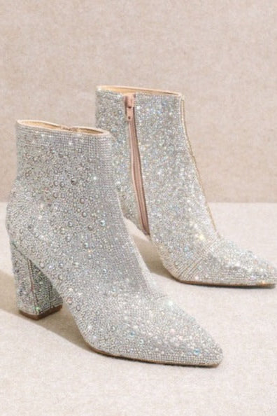 Blair Rhinestone Boots in Champagne