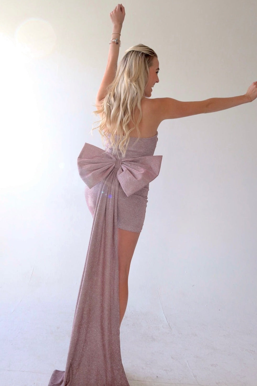 Bonnie Bow Mini Dress in Pink