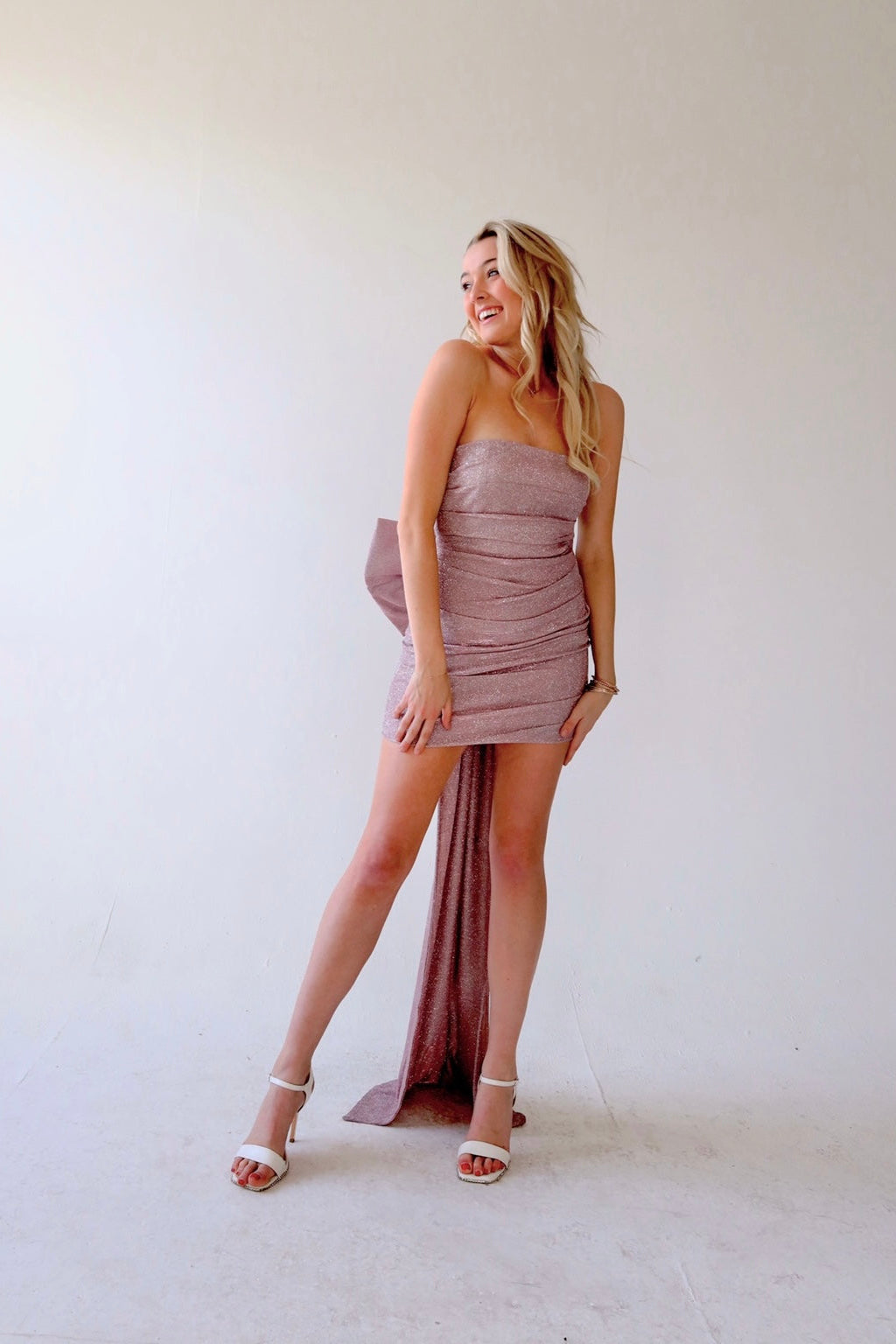 Bonnie Bow Mini Dress in Pink