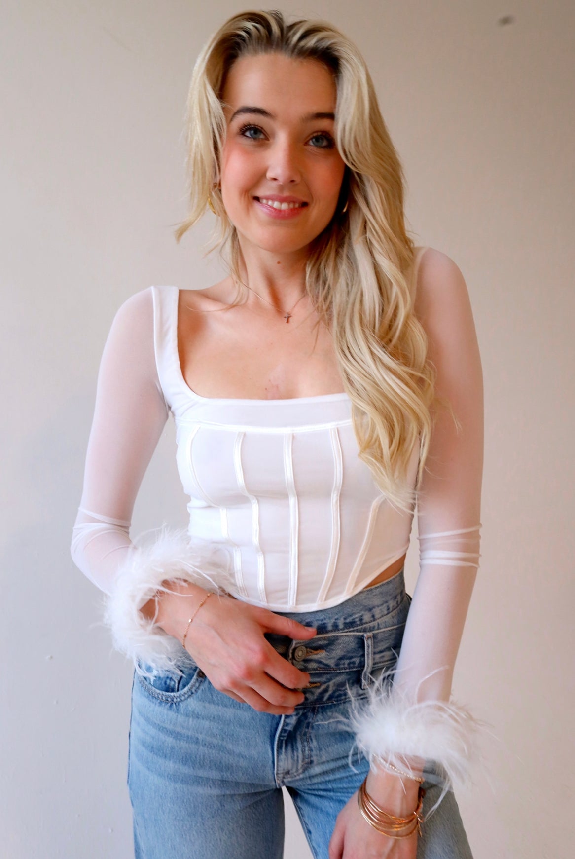 Ivy Long Sleeve Top in White