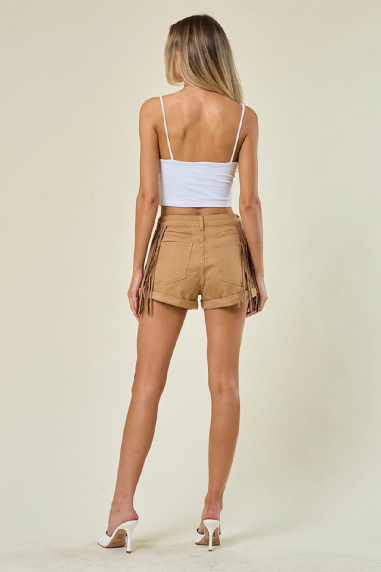 Paloma Fringe Shorts in Sand