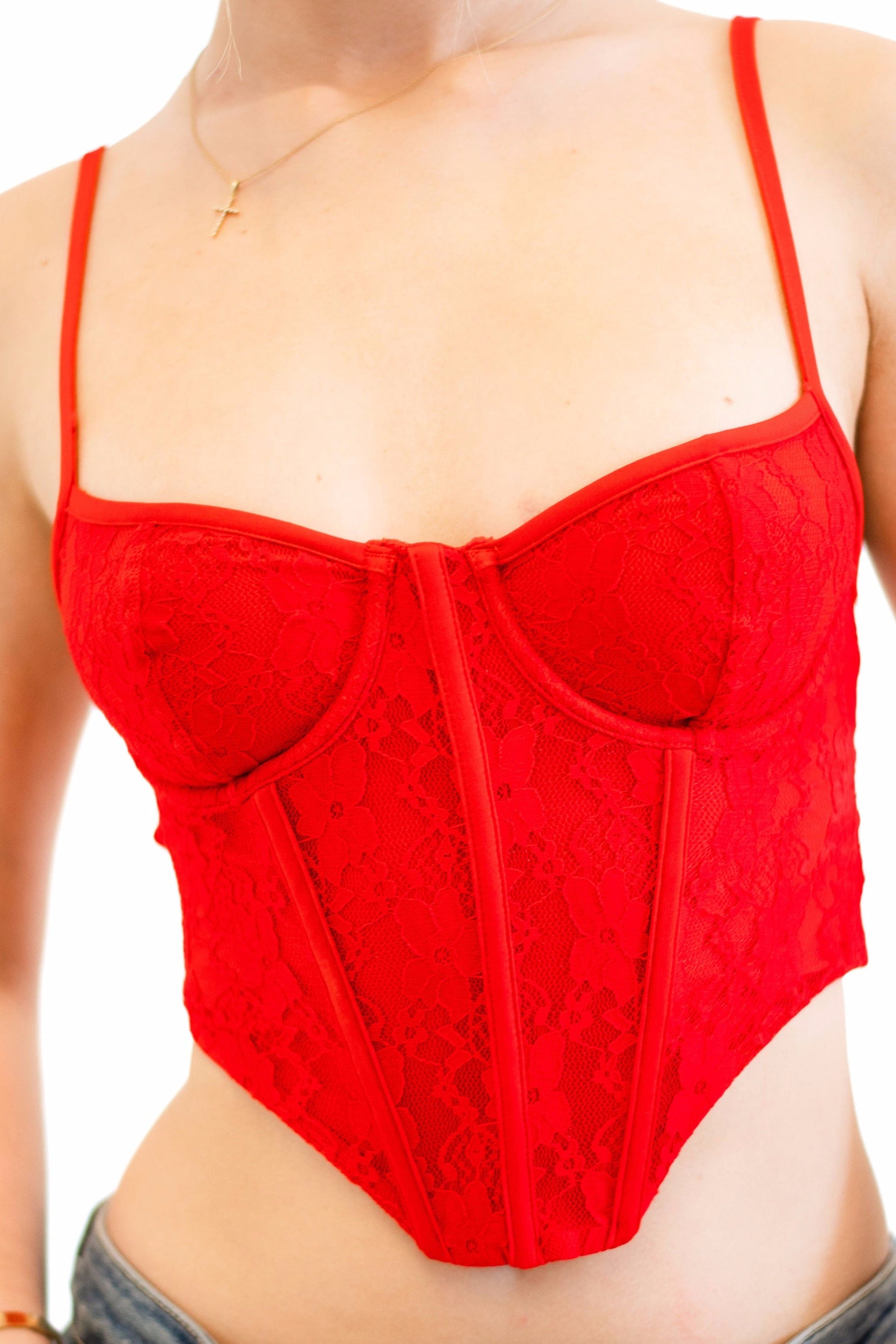 Drew Bustier Top in Red